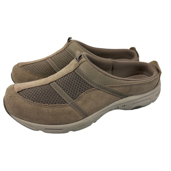 Easy Spirit Shoes - Easy Spirit Womens Size 7.5W Slip On Mule Clogs Taupe Suede Mesh Comfort Shoes